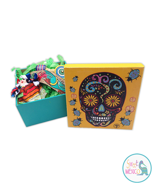 "Calavera" amarilla con Juguetes tradicionales