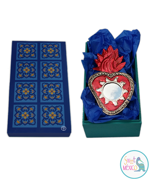 "Talavera" azul-amarillo (8) con Artesan&iacute;a en lat&oacute;n