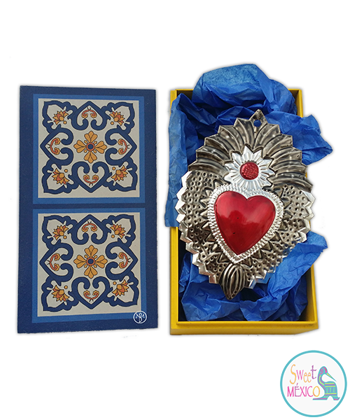 "Talavera" bco-amarillo (doble) con Artesan&iacute;a en lat&oacute;n