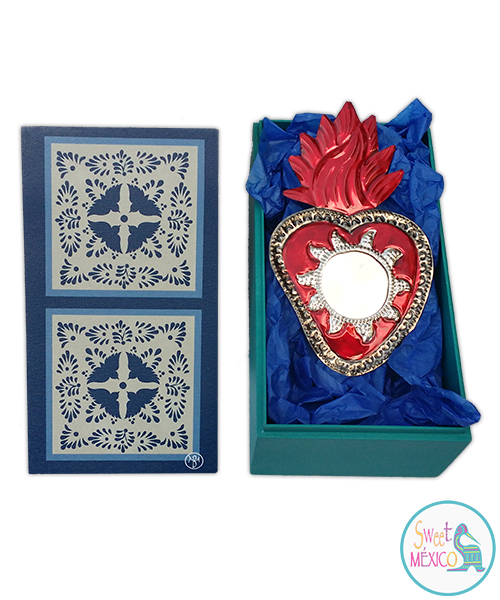 "Talavera" blanca (doble) con Artesan&iacute;a en lat&oacute;n